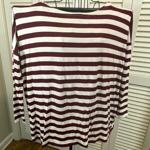 Piko 1988 size small burgundy maroon white striped long sleeve soft stretch